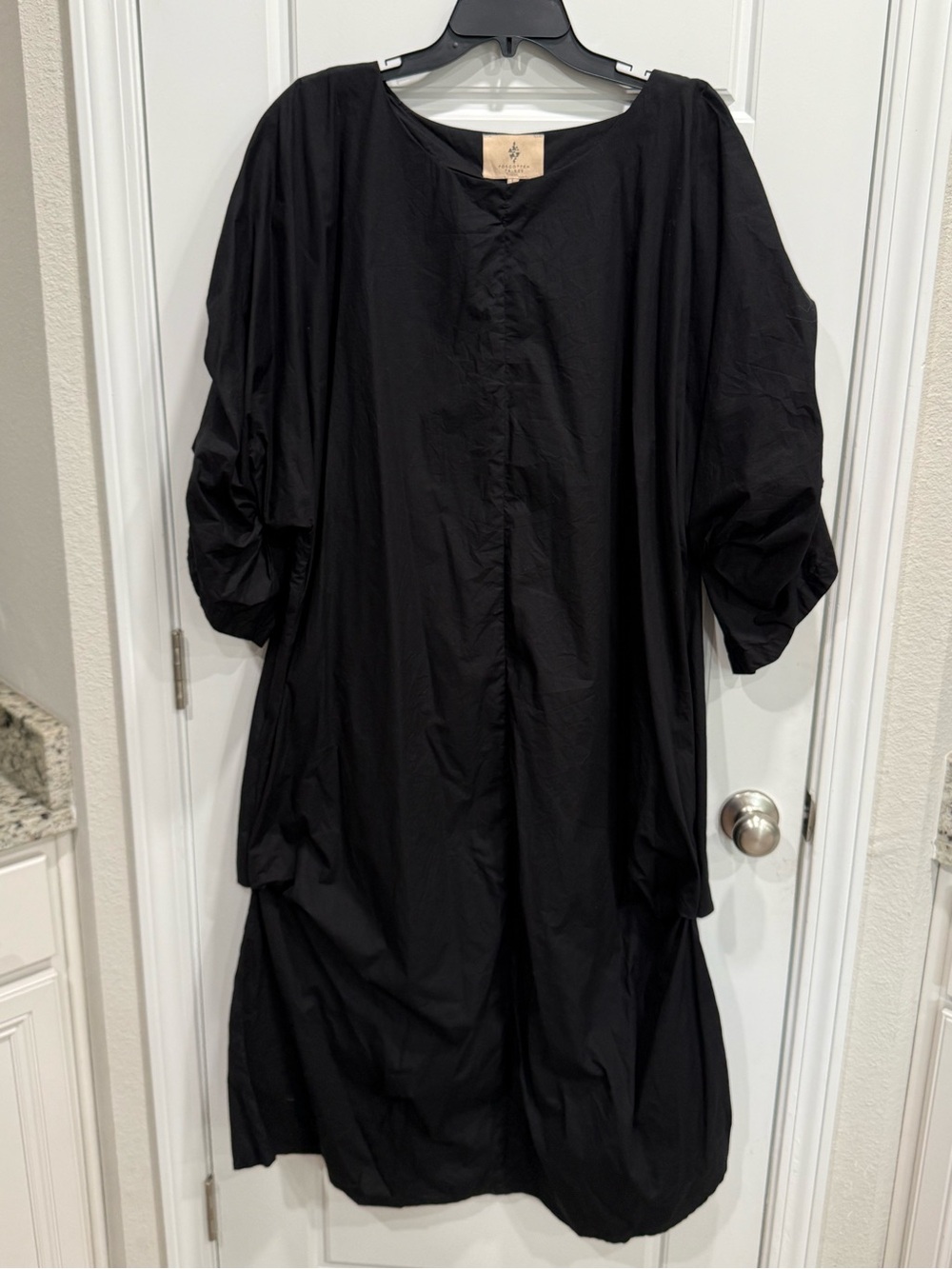 Forgotten Tribes Black Organic Cotton Pleated Kaftan Dress